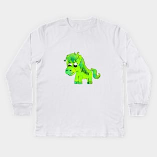 Pranit the Green Horse Kids Long Sleeve T-Shirt